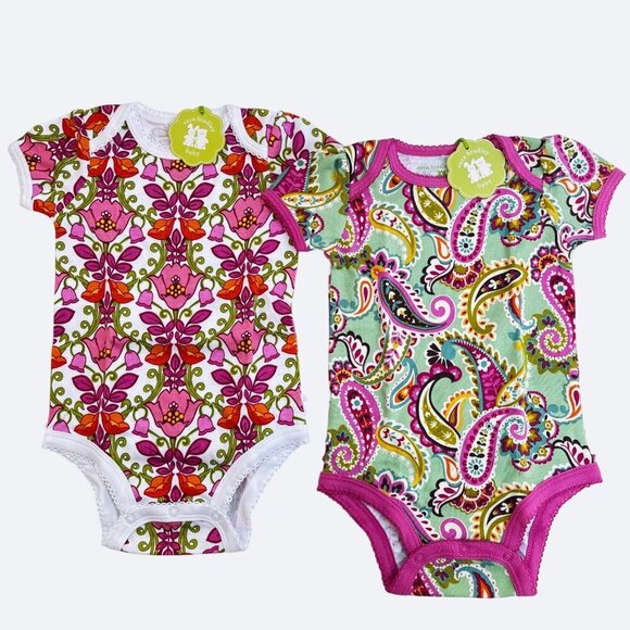 Vera Bradley Baby Girl One Pieces Bodysuits Lot 2 Size 6 9 Months Retail $56 NWT - Picture 1 of 8